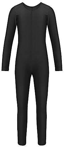 TSSOE Unisexe Enfant Justaucorps Gym Ballet Danse Salopettes Body Jumpsuit à Manche Longue Zip Maillot de Bain Combinaison Fille Garçon 5-12 Ans