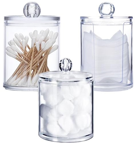 TAXIFANW Wattepads Behälter Spender，3 Stück Transparente acryl-make-up-pad-behälter Wattestäbchen aufbewahrung，für Kosmetik, Wattebällchen, Wattestäbchen