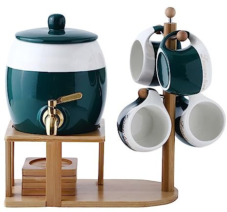 GRFIT Jarra de Agua Hervidor frío de Gran Capacidad for el hogar, Resistente a Altas temperaturas, Jugo de limón, Blanco frío, hervidor frío Abierto, Juego de Agua con Grifo Jarra de Agua Cristal