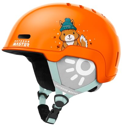 OutdoorMaster Casco de esquí para niños, casco de snowboard para niños, niñas y jóvenes, carcasa de policarbonato duradera, espuma EPS protectora y 12 rejillas de ventilación, casco de nieve con