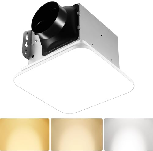 JOEAONZ Bathroom Exhaust Fan with Light 110 CFM Quiet with Color Change, 3000K/4000K/5500K 1000LM Household Ventilation Fan Light Combo, Energy Saving Ceiling Mount Bathroom Extractor, Memory Function