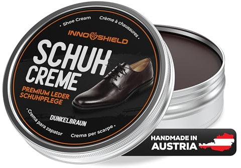 INNOSHIELD® Schuhcreme Dunkelbraun - Schuhpflege, 100 ml - Schuhcreme Braun imprägniert & schützt das Leder sehr wirksam. Hochwertige Rezeptur mit Lanolin - Handmade in Austria