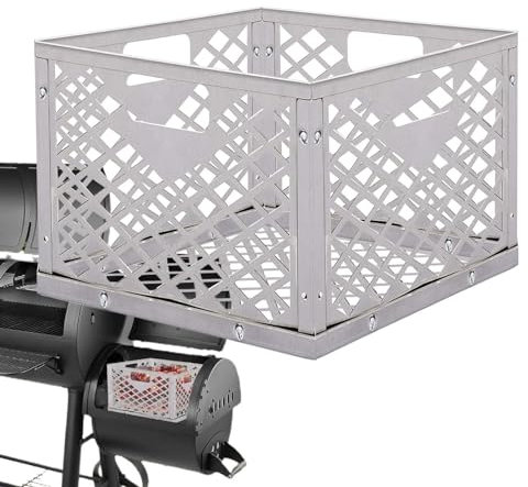 Cestino per carbone in acciaio inox, cestino per affumicatore offset, per affumicatori e carbone, antiruggine con manico, cestino per carbone per casa, escursionismo, pesca, cucina