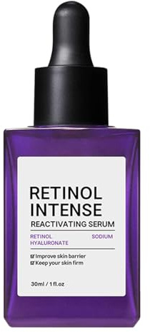 Retinol Serum für Gesicht, Retinol Intensives Reaktivierendes Serum Mildes Lila Retinol Gesichtsserum zur Reparatur der Gesichtstextur Anti-Aging, Faltenglättung, Dunkler Fleck, Mattheit