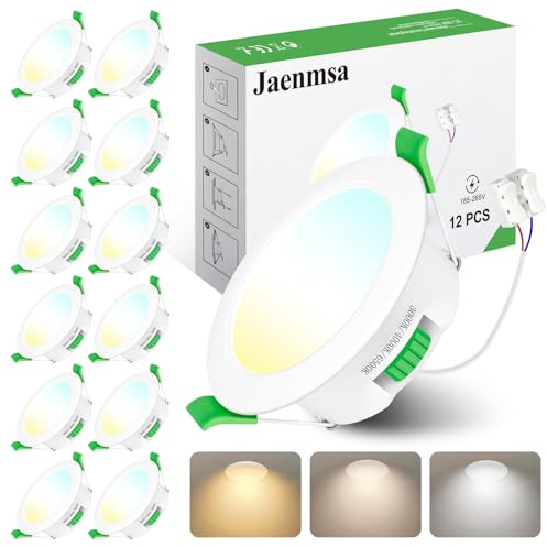 Jaenmsa Focos Led Empotrables Techo 230V, 7W Foro Ø 65-75 mm Ip44, Regulable, Downlight Led Ojos De Buey, Cálido 3000K Neutro 4000K Frío 6500K, Focos Interior Techo, 12er