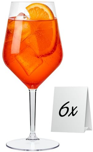 WUITOKI Verres Spritz Aperol en plastique, 6 pièces, 47 cl, lavables au lave-vaisselle, incassable, apéritif, cocktail