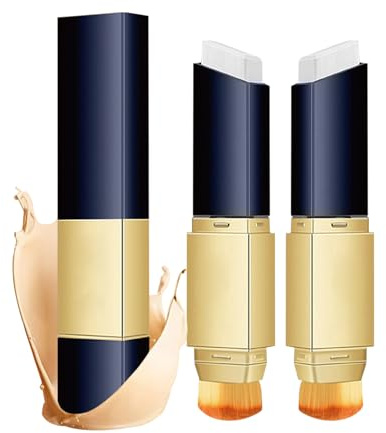 2 barras de base de corrector impermeables, 2 en 1 con pincel blanco, para cubrir las manchas faciales, corrector liso duradero (colores naturales)
