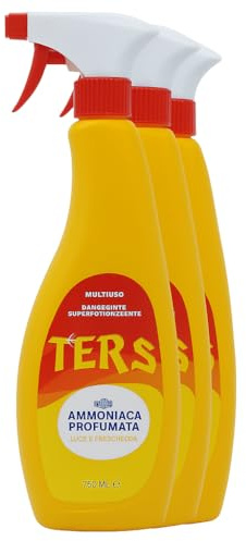 Ammoniaca Spray Profumata, Detergente Multiuso per Superfici e Pavimenti x Ters, 750ml, Liquido Sgrassante e Igienizzante, Confezione da 3, 6 o 9 Pezzi (3)