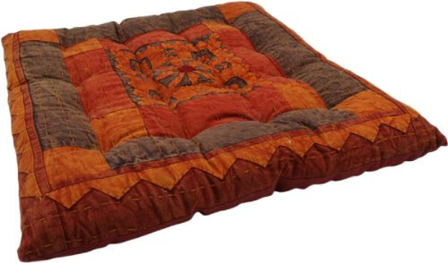 GURU SHOP Patchwork Kissen, Stuhlauflage, Steppkissen, Bodenkissen, 40x40 cm, orange, 40 * 40 cm