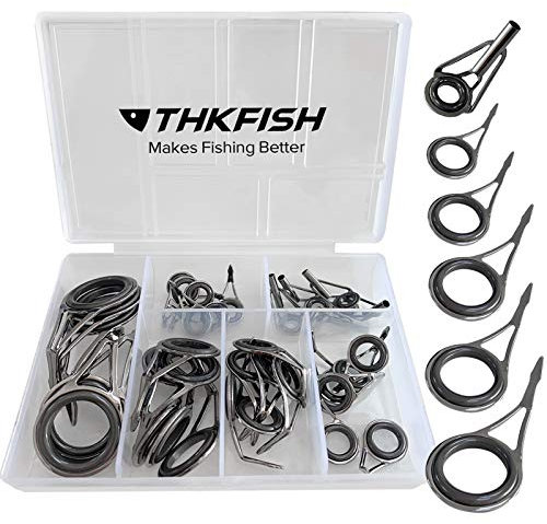 THKFISH Ruten Reparatur Kit Spinn Ruten Reparatur Keramik Edelstahl Carbon Spinnrutenführungen Angeln Ruten Reparatur Kit 35stück