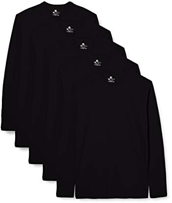 Lower East Langarmshirt Herren Baumwolle I 5er Set I Longsleeve Herren, Herren Langarmshirt, Shirt Langarm Herren, Langarmshirts für Herren, T-Shirt Herren Langarm, Longshirt Schwarz XL