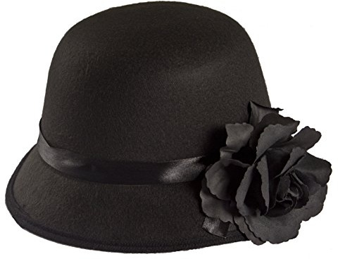 I Love FANCY DRESS LTD - Sombrero con campana negra para mujer, estilo de años locos, ideal para distinguir con elegancia.