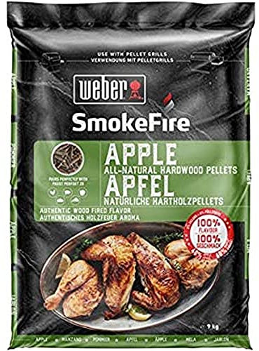 Weber Pellets en bois - Bois de Pommier (9kg), parfait pour fumer de la volaille, 100% de pellets de bois naturel (190104)