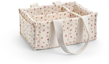 Elodie Details Blöjförvaring i bomull, blöjkorg för skötbord, maskintvättbar med avtagbara fack, bärbar organizer för blöjor, våtservetter och babyprodukter, Oeko-tex 100 – Petit River Rose