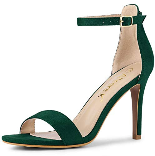 Allegra K Women Suede Ankle Strap High Stiletto Heel Open Toe Sandals
