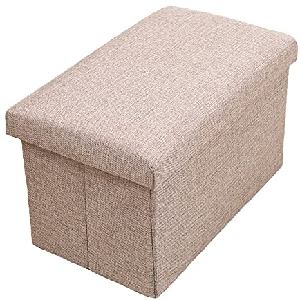 DRSUMLF Storage Ottoman Folding Organizer Foot Stools, Linen Cube Footrest Single Seat, Foldable Organize Storage Chest Box with Lids