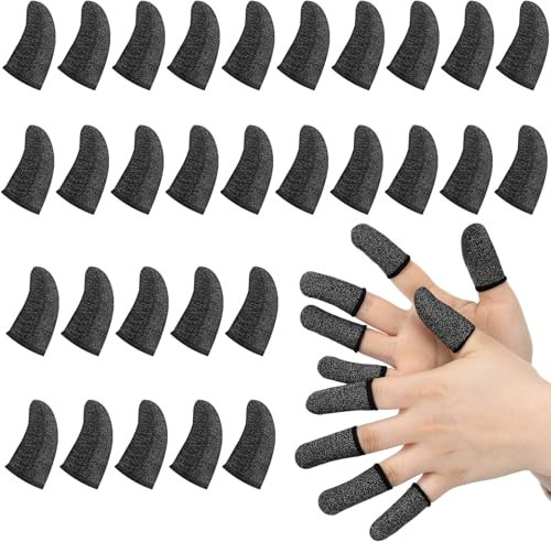 Geyoga 40 Pcs Gaming Finger Sleeves Mobile Touchscreen, Black