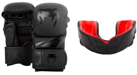 Venum Challenger 3.0 MMA Sparring Handschuhe, Schwarz/Schwarz, M & 616 Unisex Senior 11+ Jahre Challenger Mundschutz,Einheitsgröße,Schwarz/Rot