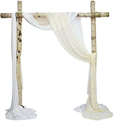 URROMA Tessuto per drappeggi ad arco da matrimonio, 2 tende in chiffon, per interni ed esterni, cortile, decorazione per tende da soffitto, bianco e avorio