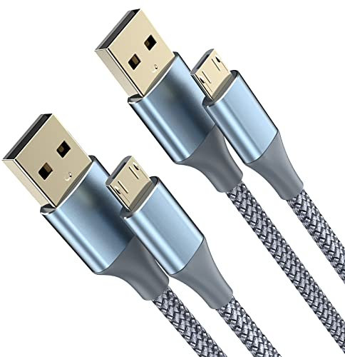 BJIDS Micro USB Kabel 3M 2Stück MICRO USB Android-Ladekabel Nylon geflochtenes USB A auf Micro Kabel Kompatibel mit Galaxy S7 S6 S5 J7 Edge Note 5,Kindle Fire,PS4 Controller und mehr Micro-USB-Grau