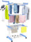 HOMIDEC Etendoir Linge Interieur, 4 Niveaux Grande Sechoir a Linge Pliable avec Roues, Acier Inoxydable Seche Linge Etendoir pour Usage Intérieur et Extérieur, Bleu