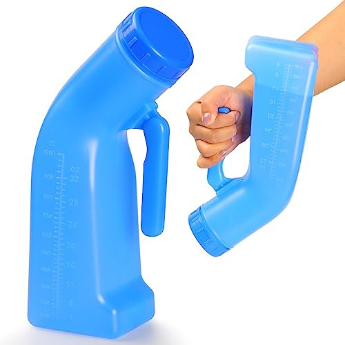 Urinal Bottle Portable Urinal Toilet Male Plastic Pee Bottle 1L Urine Bottles with Screw Lid Wee Potty for Travel Tent Camping Emergency
