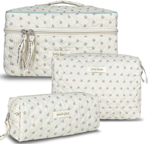 TOPALL Trousse de Toilette Femme Voyage,Trousse Maquillage,Matelassée Trousse Toilette XL,Pochette Maquillage Grande Capacité Voyage Motif Floral pour Femme Fille