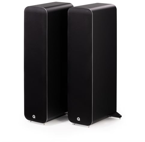 Q ACOUSTICS M40 Bluetooth Powered Floor standing Speakers HD Wireless Music Home Cinema Surround Sound System Black – Tweeter 22mm, Mid Bass/Driver 2x 125mm, Freq. Response 38 Hz – 22 kHz