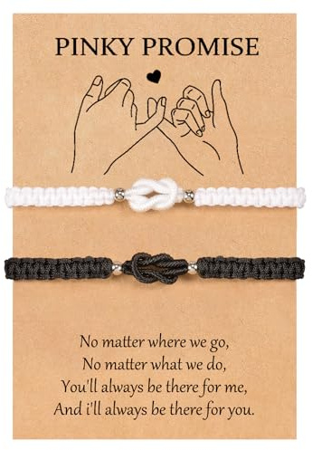 VU100 Gifts for Couple Matching Couple Bracelets Gifts for Him Her Protect Lucky Bracelets Birthday Present for Boyfriend Girlfriend Wife Husband Family Best Friend Sister (Black+White)