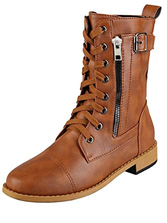Bottes en cuir pour femme à talon court Bottes d'équitation Bottes plates Bottes western Bottes à enfiler Cuir PU Bottes pour femmes Noir Bottines Bottes cheville Bottes d'hiver Bottes mi-hautes