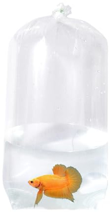 AlfaEx fiskepåsar, 7,6 cm x 5 cm x 30,48 cm läckagesäker, platt botten, genomskinliga plastfiskväskor för betta och liten fisktransport, 200 mått. (förpackning med 20)