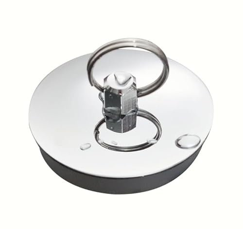 1 tapón de bañera con 1 cadena de cordón, tapón de desagüe para lavabo, tapón de drenaje de silicona de acero inoxidable para piscinas, bañeras y cocinas