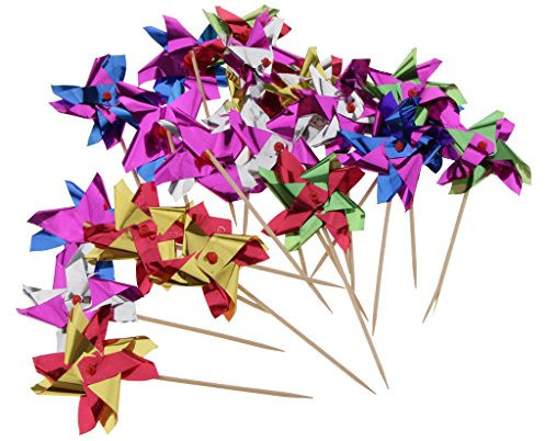 50 palillos de frutas de molino de viento de aluminio, palillos de cóctel, decoración de mesa de fiesta