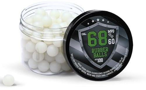 100 Pack Glowing Rubber Paintballs .68 Calce | Palline da Paintball Fluorescenti .68 Calce (Brillano di notte)