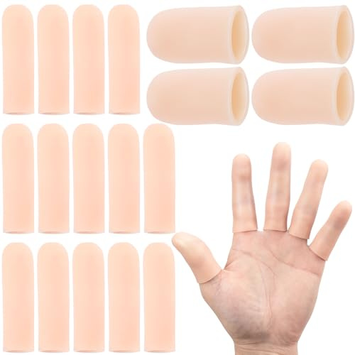 PAGOW - Guantes protectores de gel para dedos, diferentes tamaños, puntas de los dedos de silicona, fundas de gel para manos agrietadas, piel de eccema (20 unidades)