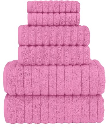 Elegant Comfort Juego de 6 Toallas de baño de Pana de algodón Turco 100% acanaladas, Tacto Premium, Secado rápido, Altamente absorbentes, Contiene 2 Toallas de baño, 2 Toallas de Mano y 2 paños