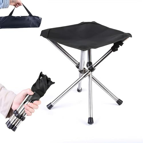 Abonana Tabouret Pliant Portable et Léger, Camping Pliant Tabourets, Tabouret Pliable Télescopique Mini Chaise pour Le Camping en Plein air, Pêche, Pique-Nique, Randonnée, Voyages, Plages, Parcs