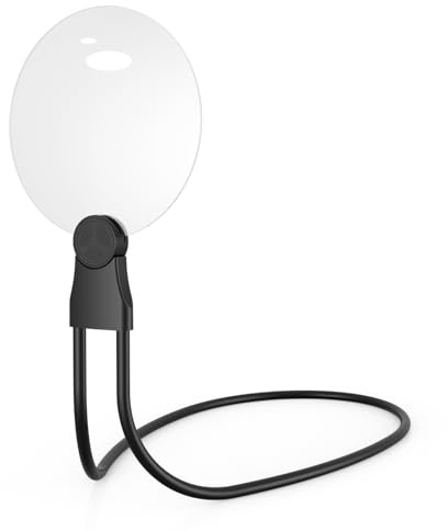 IMICHI Loupe mains libres, grossissement 5 x 5,1 pouces avec support, grande loupe de cou pour personnes âgées, parfaite pour lire des livres, la couture et le point de croix