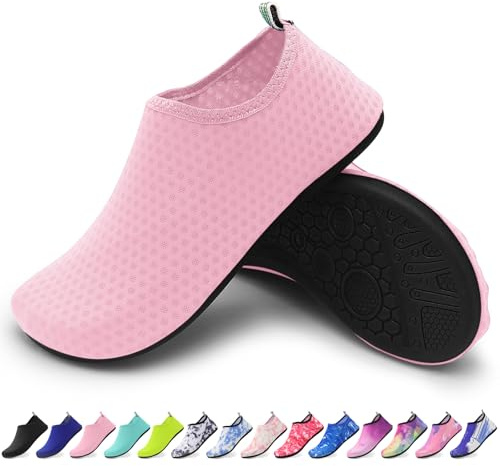 Unisex vattenskor – halkfria vattenskor för strand, pool, yoga, surfing – lätta, andningsbara och snabbtorkande, Rosenröd, 38/39 EU