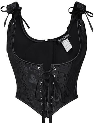 Skarlet mörker kvinnor renässans korsett underbröst boned lace up korsett toppar, svart, 36