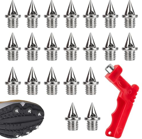 Spikes for Running Shoes,20PCS 6mm Spikes for Running Shoes with 1Pcs Spike Wrench,Track 1/4Inch Stainless Steel Track and Cross Country Spikes for Jumping,Running Etc(Silver)