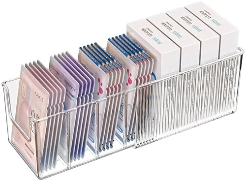 YIEZI Estensibile Porta Maschere Viso Trasparente Organizzatore con Divisori Regolabili, Contenitore Multifunzione per Cosmetici e Prodotti per la Cura della Pelle, Cassetto da Toeletta per Bagno