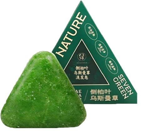 Shampoo solido Nature Triangle, shampoo solido naturale alle foglie di cipresso e erba Usman, lenitivo e rinforzante per capelli, vegano, per la cura dei capelli di donne e uomini (1 pezzi)