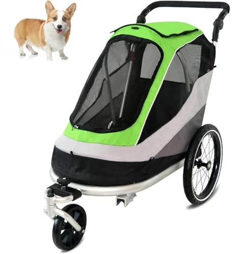 Cochecito para mascotas con ruedas resistentes y bolsa desmontable para perros y gatos grandes, fácil maniobra y plegable de seguridad