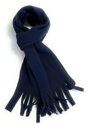 Caprilite Warm Soft Fleece Winter Scarf for Primary School Children, Navy Blue, Fringed Design, Cold Weather Accessory (Navy)