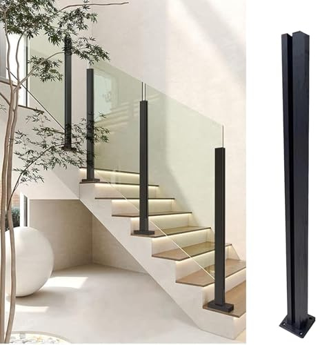 Kraftigt svart glasbalustrade stolpkit, anpassningsbart räckesystem med förborrade hål, finns i 50–180 cm, perfekt för moderna däck och uteplatser, grå färg, 170 cm