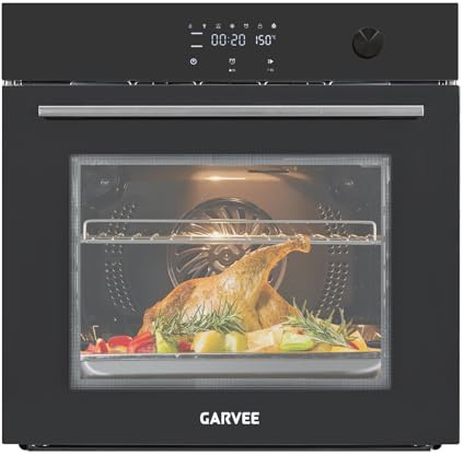Garvee 24 Inch Built-In Single Wall Oven, 2.5 Cu.Ft Electric Oven with Touch & Mechanical Knob Control, 8 Modes, 3000W, ETL Certified, Black