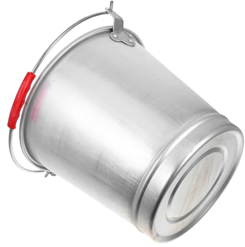 NULYLU Secchio in Alluminio Vintage per Acqua e Latte con Fondo Extra Spesso e Costruzione Monopezzo, per Casa e Pascolo, Stile Semplice e Resistente