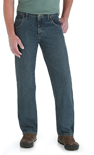 Wrangler Relaxed Straight Fit Jeans för män, Rugged Wear, avslappnade, rak passform