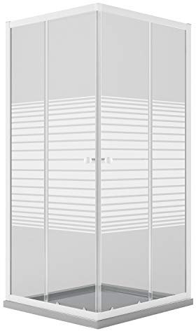 Idralite Mampara de Ducha Rectangular 70x100 CM H185 Blanco Vidrio Serigrafiado Mod. Blanc